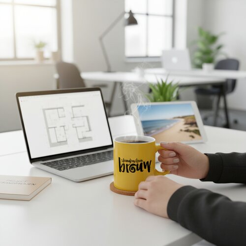 Kitty Mug Mok Geel 350 ml