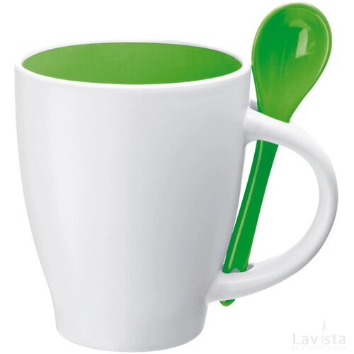 Porceleinen mok met lepel groen