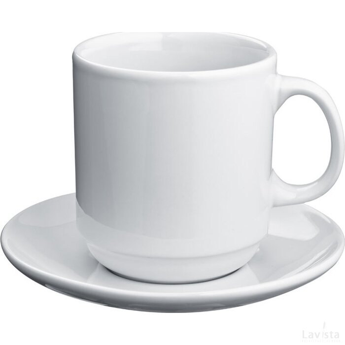 Koffiekopje met schotel Zehdenick wit