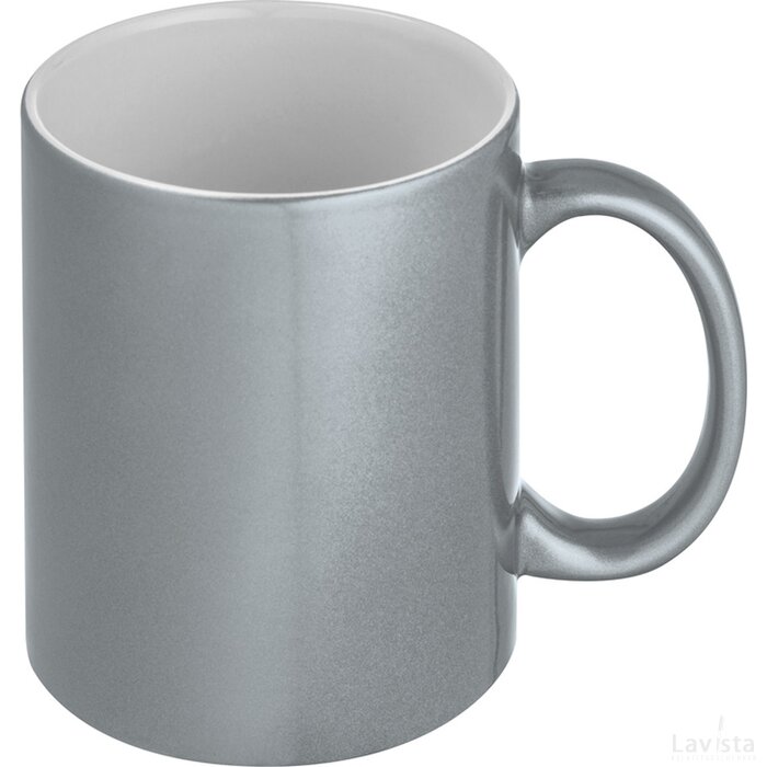 Metallic glanzende koffiemok Trebbin zilver