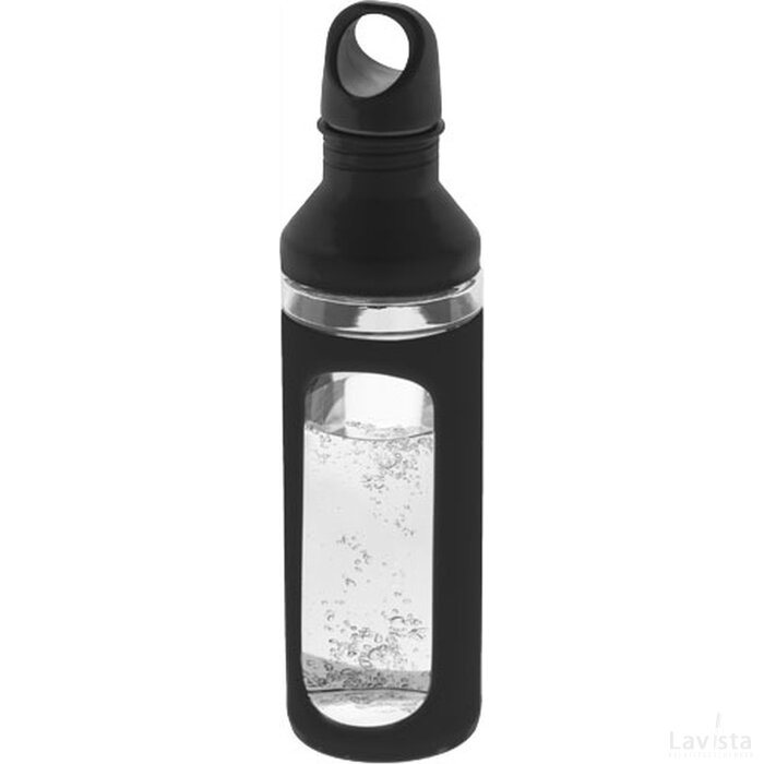 Hover glazen drinkfles Zwart,Transparant Zwart, Transparant