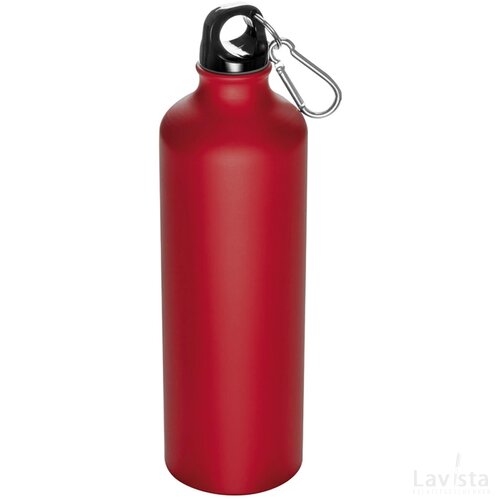 Metalen drinkfles met karabijnhaak Plauen rood