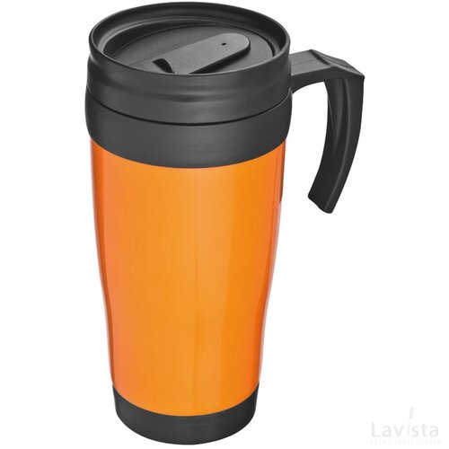 Kunststof drinkbeker met afsluitbare deksel- 0,4L Sandau oranje