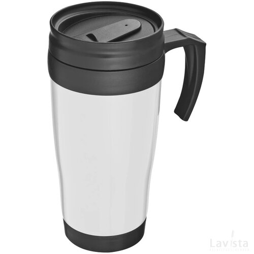 Kunststof drinkbeker met afsluitbare deksel- 0,4L Sandau wit