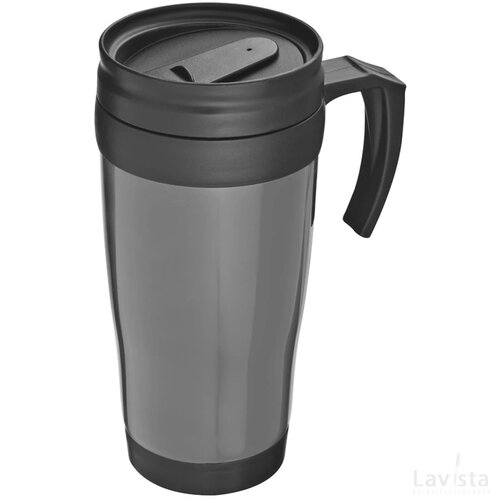 Kunststof drinkbeker met afsluitbare deksel- 0,4L Sandau grijs silvergrey zilvergrijs