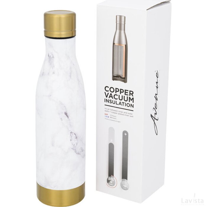 Vasa marmeren koper vacuüm geïsoleerde fles Wit,Goud Wit, Goud