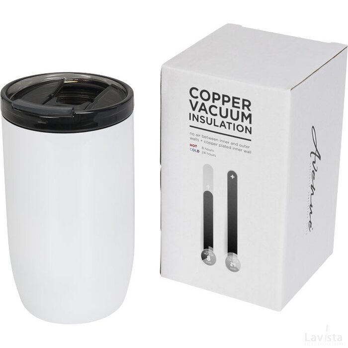 Lagom 380 ml koper vacuüm geïsoleerde drinkbeker Wit