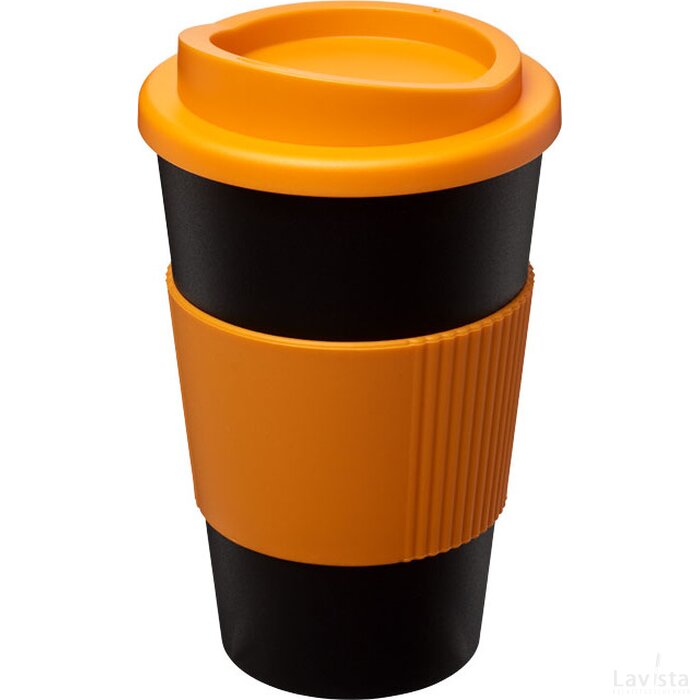 Americano® 350 ml geïsoleerde beker met grip Zwart,Oranje Zwart, Oranje Zwart/Oranje