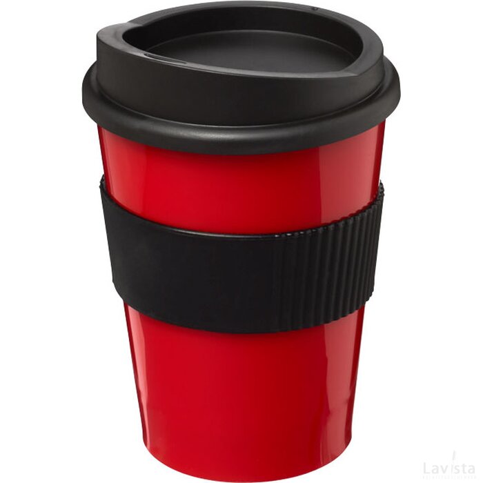 Americano® medio 300 ml beker met grip Rood,Zwart Rood, Zwart Rood/Zwart