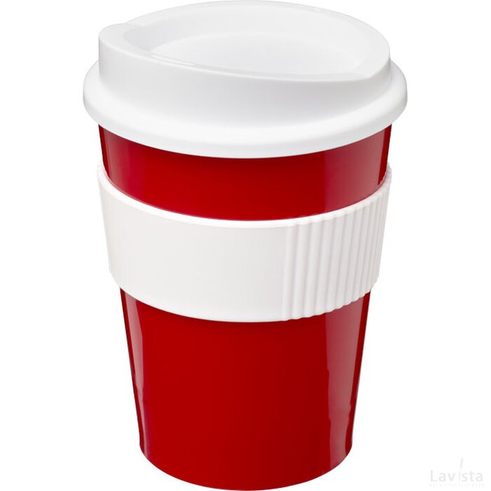 Americano® medio 300 ml beker met grip Rood,Wit Rood, Wit Rood/Wit