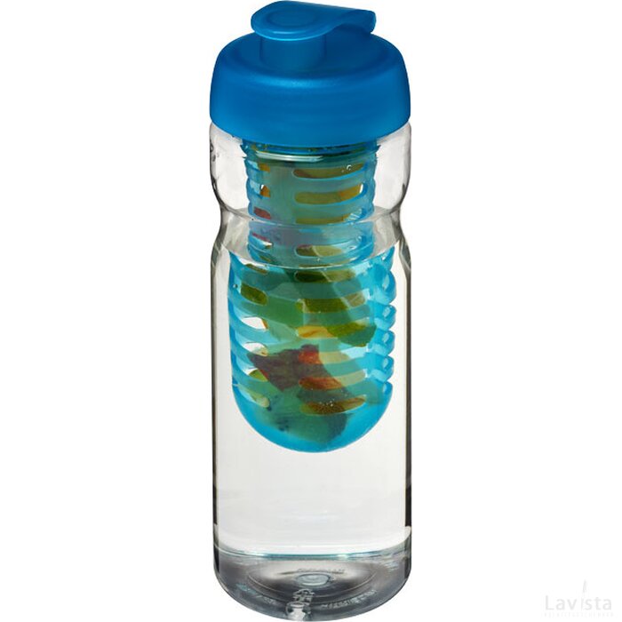 H2O Base® 650 ml sportfles en infuser met flipcapdeksel Transparant,aqua blauw Transparant, Aqua blauw Transparant/Aqua blauw