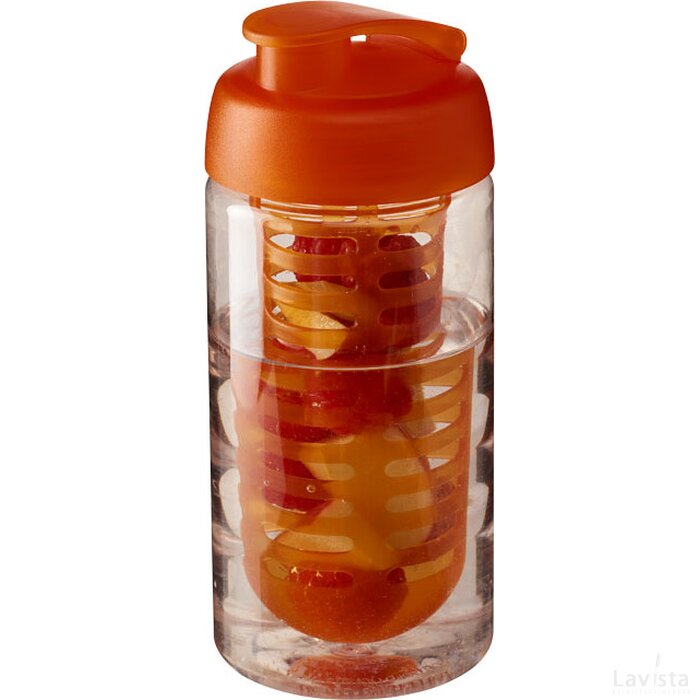 H2O Bop® 500 ml sportfles en infuser met flipcapdeksel Transparant,Oranje Transparant, Oranje Transparant/Oranje