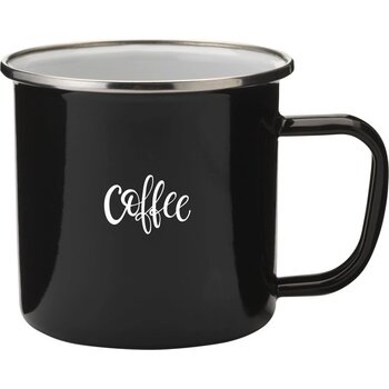 Retro Silver Emaille Mug Mok Zwart/Zilver