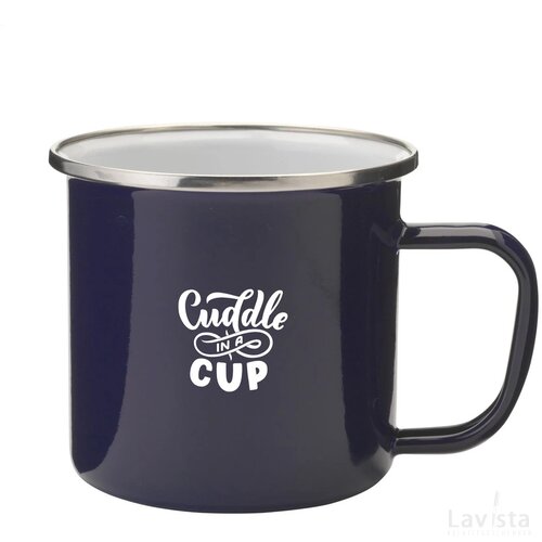 Retro Silver Emaille Mug Mok Zilver/Blauw