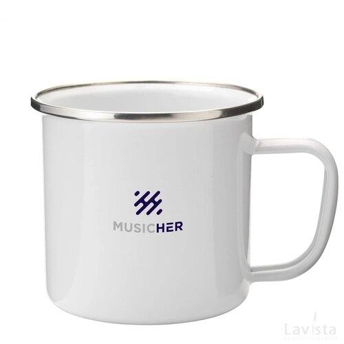 Retro Silver Emaille Mug Mok Zilver