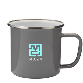 Retro Silver Emaille Mug Mok Zilver