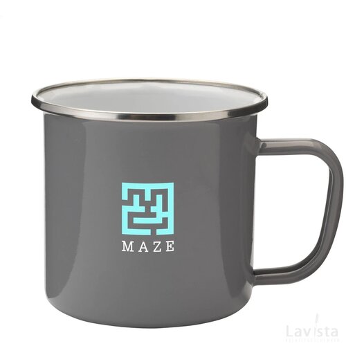 Retro Silver Emaille Mug Mok Zilver
