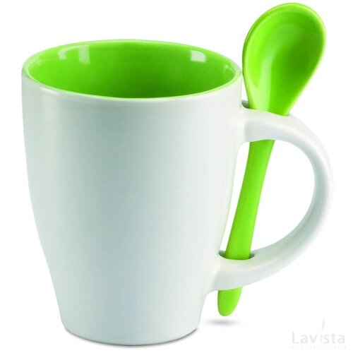 Mok met bijpassende lepel Groen