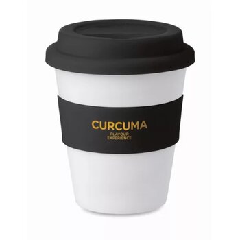 Enkelwandige koffiebeker met grip (350 ml) Zwart