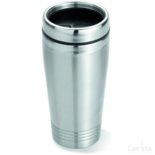 Dubbelwandige reisbeker 400 ml Rodeodrive mat zilver