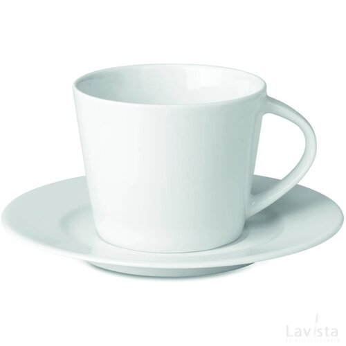Cappuccino kop en schotel Paris Wit