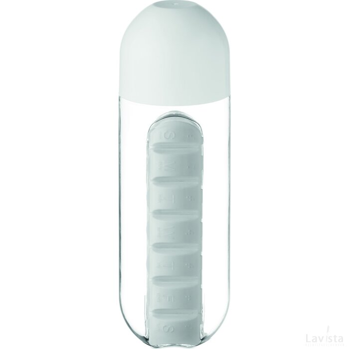 Drinkfles met pillendoos Bottle pill wit