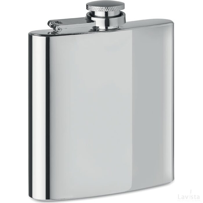 Slanke heupfles slimmy flask mat zilver