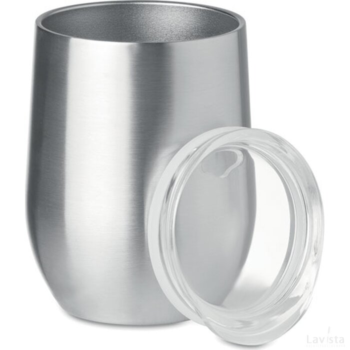Dubbelwandige beker 300ml Chin chin mat zilver