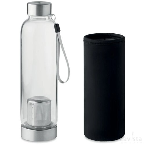 Drinkfles van glas 500ml Utah tea zwart
