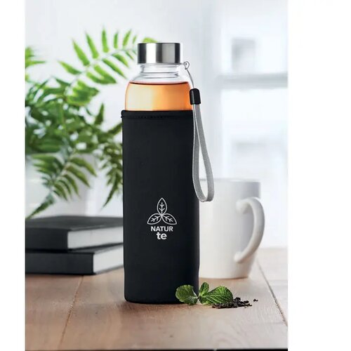 Drinkfles van glas 500ml Utah tea zwart