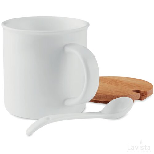 Mok met lepel Kenya Wit