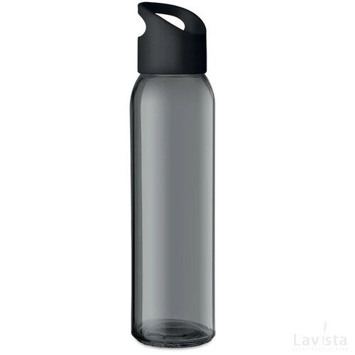Glazen drinkfles 470ml Praga glass zwart