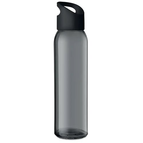Glazen drinkfles 470ml Praga glass zwart