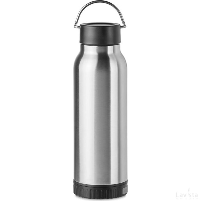 Drinkfles met powerbank Bottle wireless mat zilver