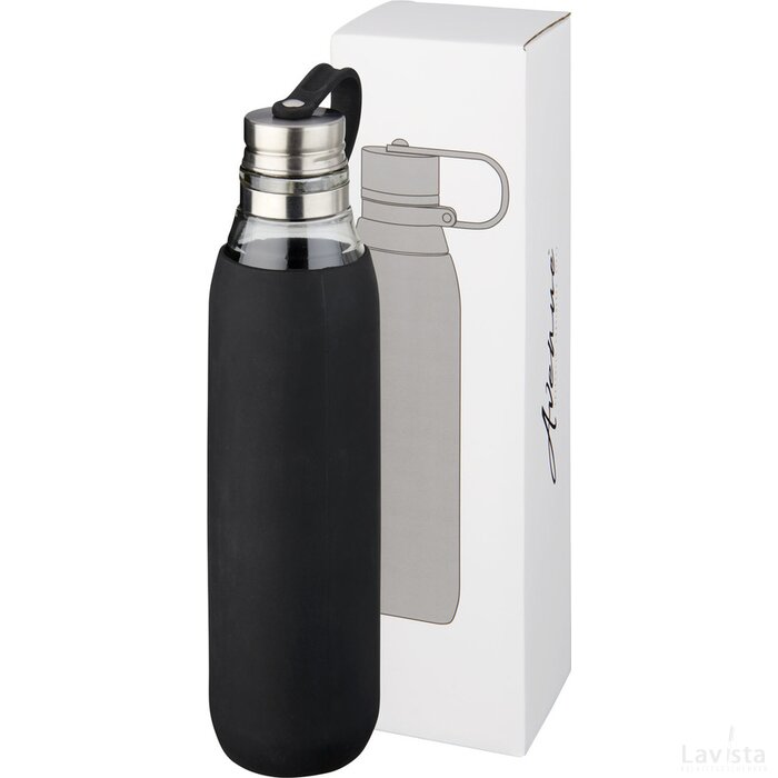 Oasis 650 ml glazen drinkfles Zwart