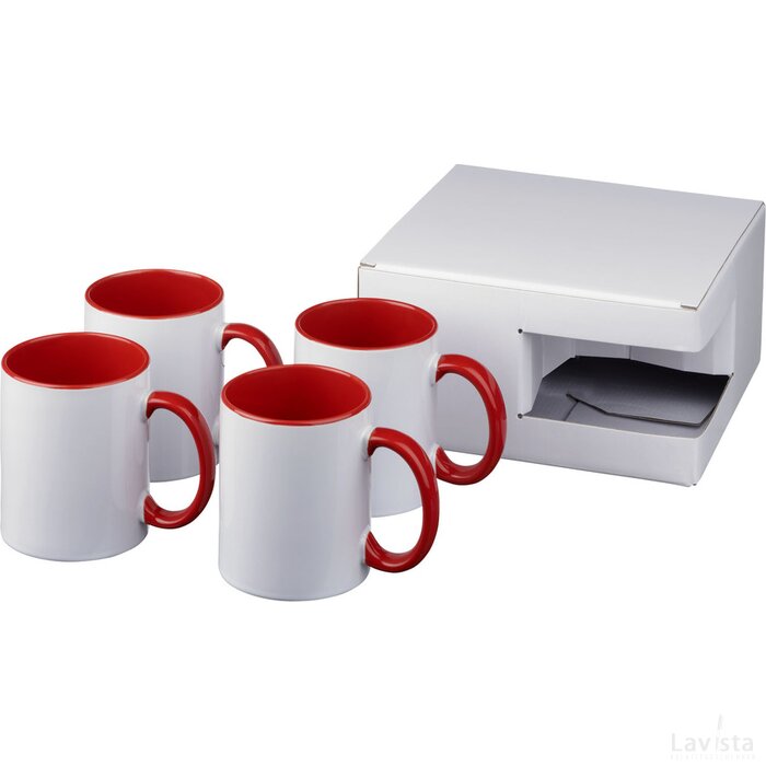 Ceramic sublimatie mok 4 delige geschenkset Rood