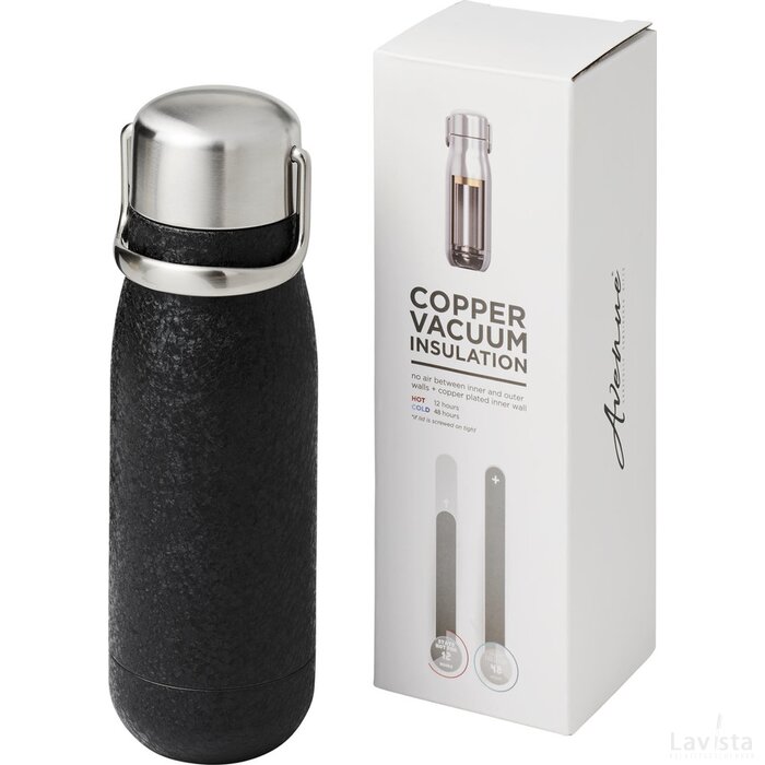 Yuki 350 ml met koper vacuüm geïsoleerde drinkfles Zwart