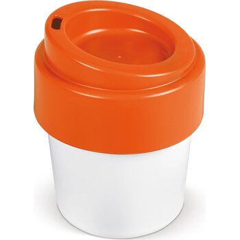 Koffiebeker Hot-but-cool met deksel 240ml wit / oranje