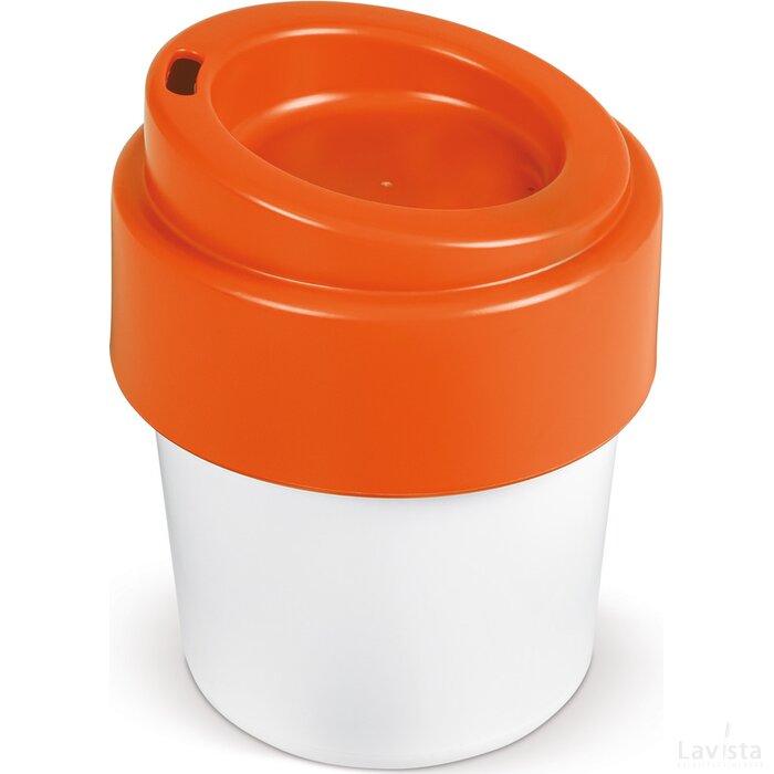 Koffiebeker Hot-but-cool met deksel 240ml wit / oranje