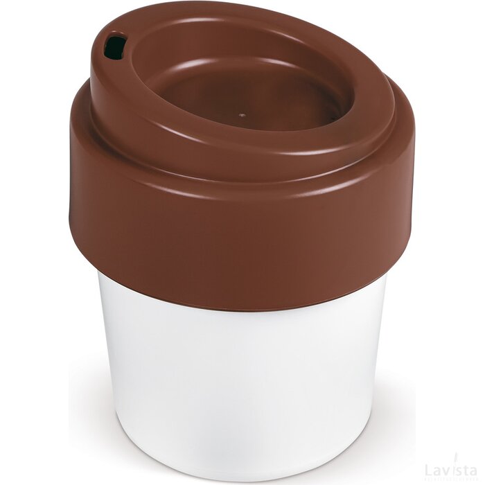 Koffiebeker Hot-but-cool met deksel 240ml wit/bruin