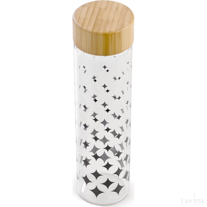 Waterfles glas met patroon 630ml transparant