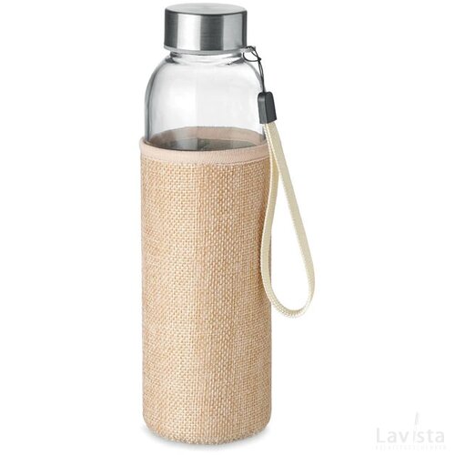Glazen drinkfles in tasje Utah touch beige