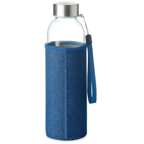 Glazen drinkfles in tasje 500ml Utah denim blauw