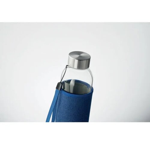 Glazen drinkfles in tasje 500ml Utah denim blauw