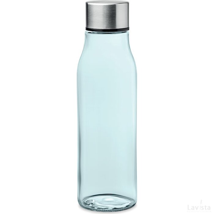 Glazen drinkfles 500ml Venice transparant blauw