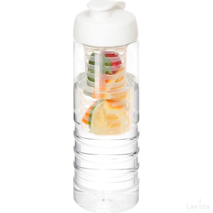 H2O Treble 750 ml drinkfles en infuser wit Transparant, Wit Transparant/Wit