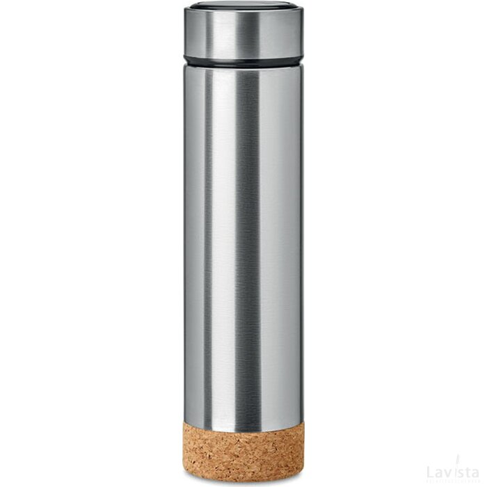 Dubbelwandige fles kurk 450 ml Pole cork mat zilver