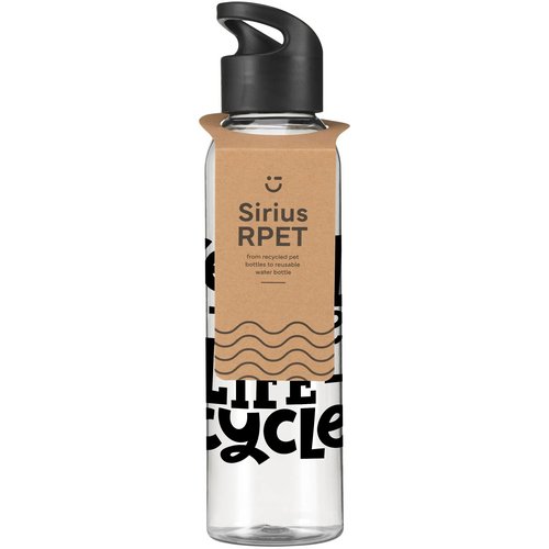 Sirius Rpet 650 Ml Drinkfles Transparant Zwart