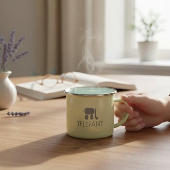 Vintage geëmailleerde mok wit 350 ml