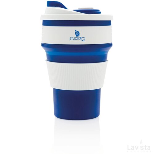 Opvouwbare siliconen beker blauw